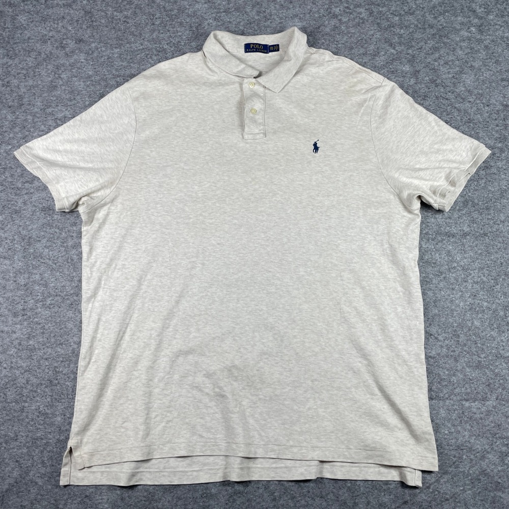 Polo Ralph Lauren Polo Shirt Mens XXL Oatmeal Heather Short Sleeve Classic Fit